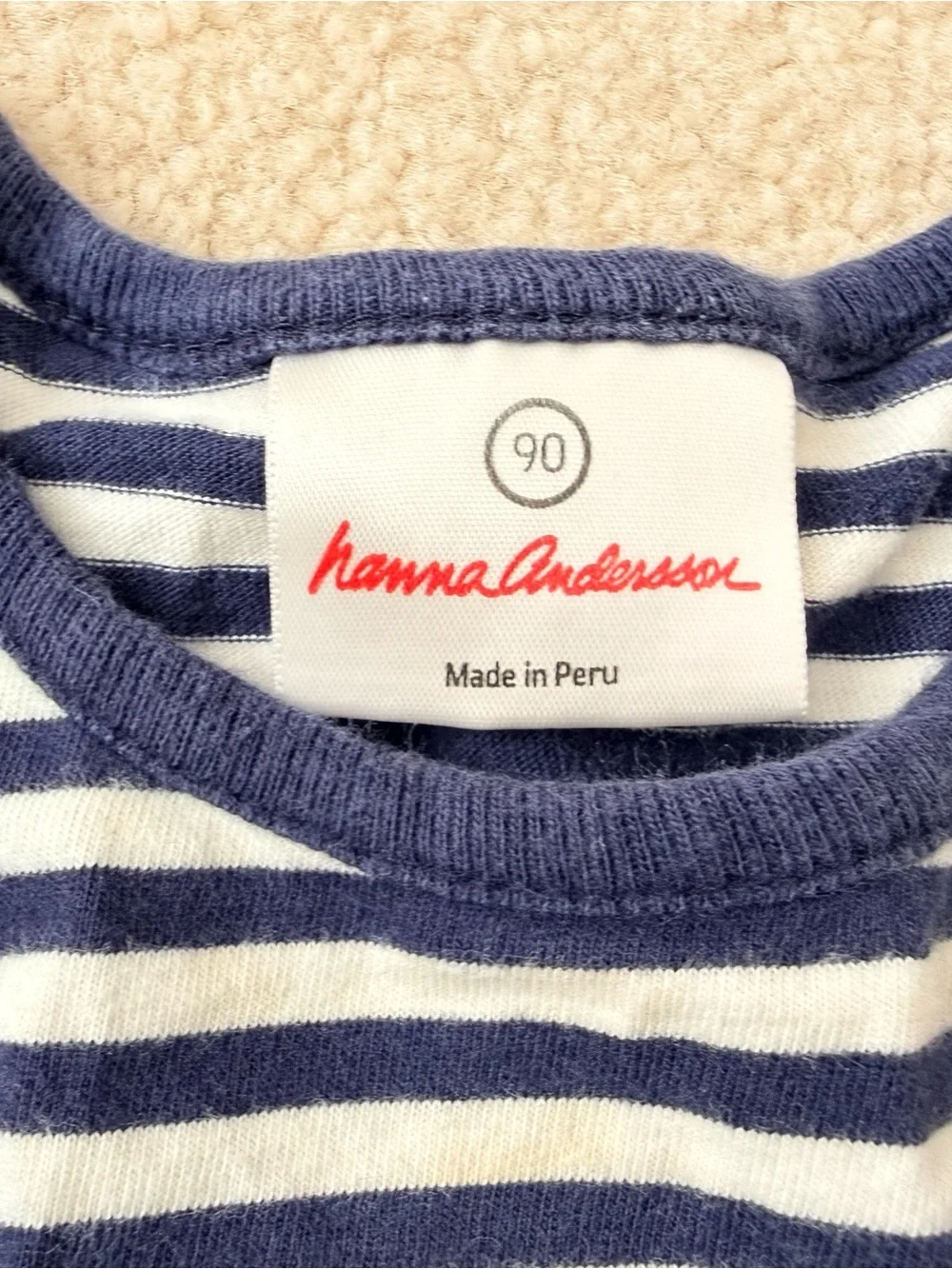 Hanna Andersson Navy & White Stripe Bodice Dress with Pink Butterfly Skirt